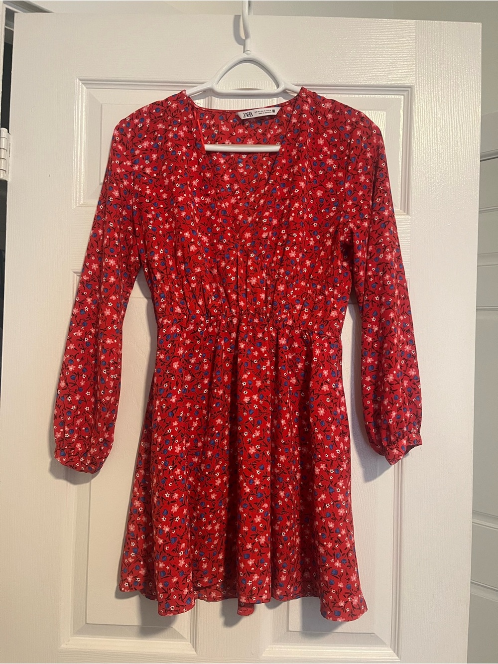 Zara Red Floral Wrap-Style Mini Dress